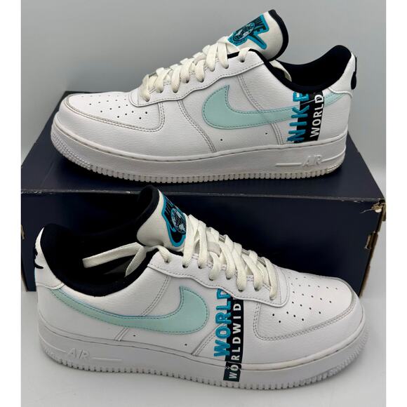 Nike Air Force 1 \'07 LV8 \'Worldwide Pack Glacier Blue\' Sz 9.5 CK6924-100 # 389